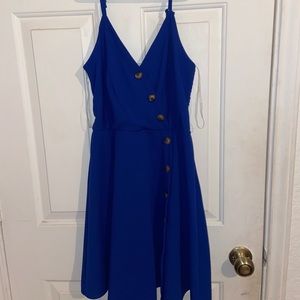 Blue v-neck mini dress